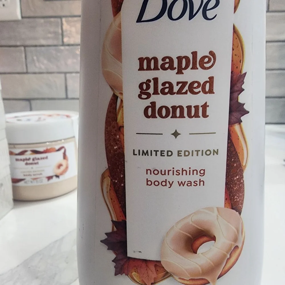 Dove Maple Glazed Donut Bath & Body Set One, Soap, Scrub, Body Wash